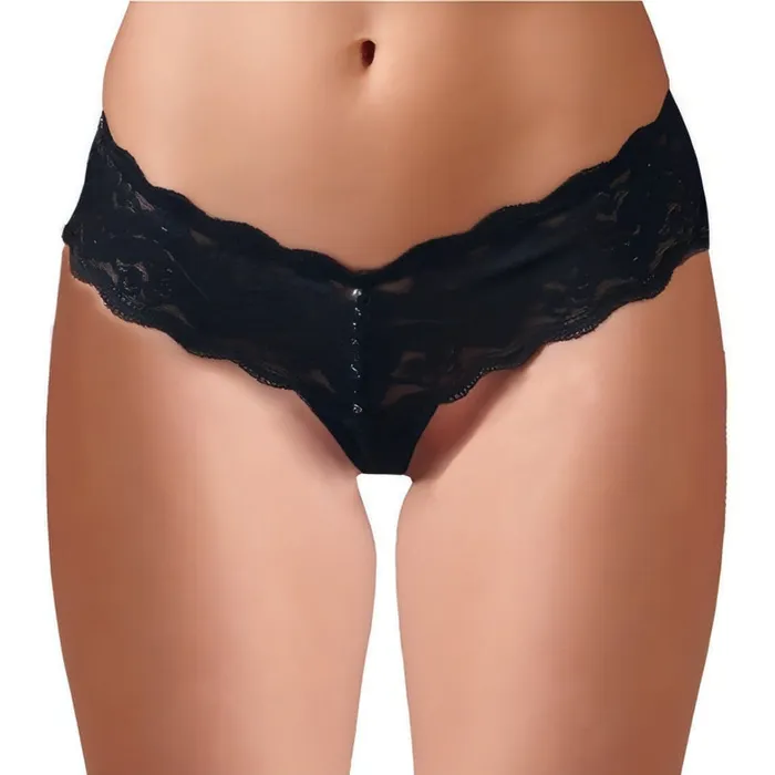 Cottelli Collection Lingerie Female Sex Toys | Slip in pizzo nero con catena di perle - S Cottelli Collection Lingerie Female Sex Toys | Slip in pizzo nero con catena di perle - S