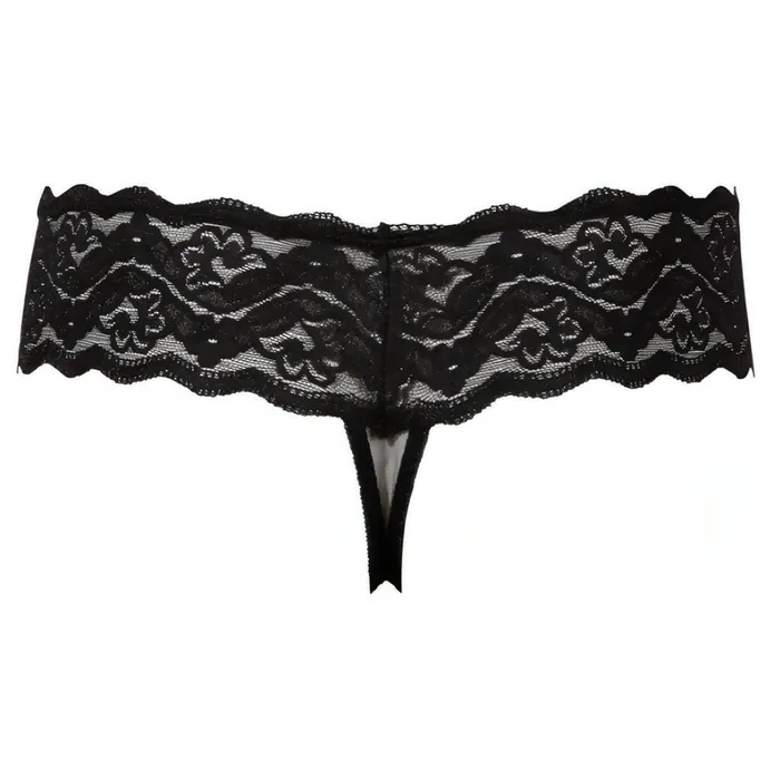 Cottelli Collection Lingerie Female Sex Toys | Slip in pizzo nero con catena di perle - S Cottelli Collection Lingerie Female Sex Toys | Slip in pizzo nero con catena di perle - S
