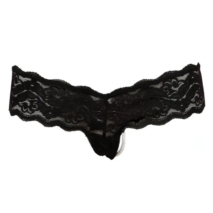 Cottelli Collection Lingerie Female Sex Toys | Slip in pizzo nero con catena di perle - S Cottelli Collection Lingerie Female Sex Toys | Slip in pizzo nero con catena di perle - S