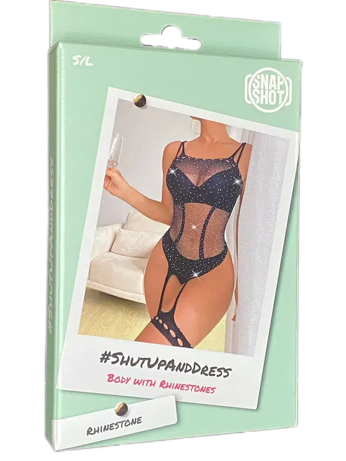 Snapshot - #shutupanddress - Visnet Body met Strass steentjes - One Size - Zwart | Snapshot Teddies And Bodies