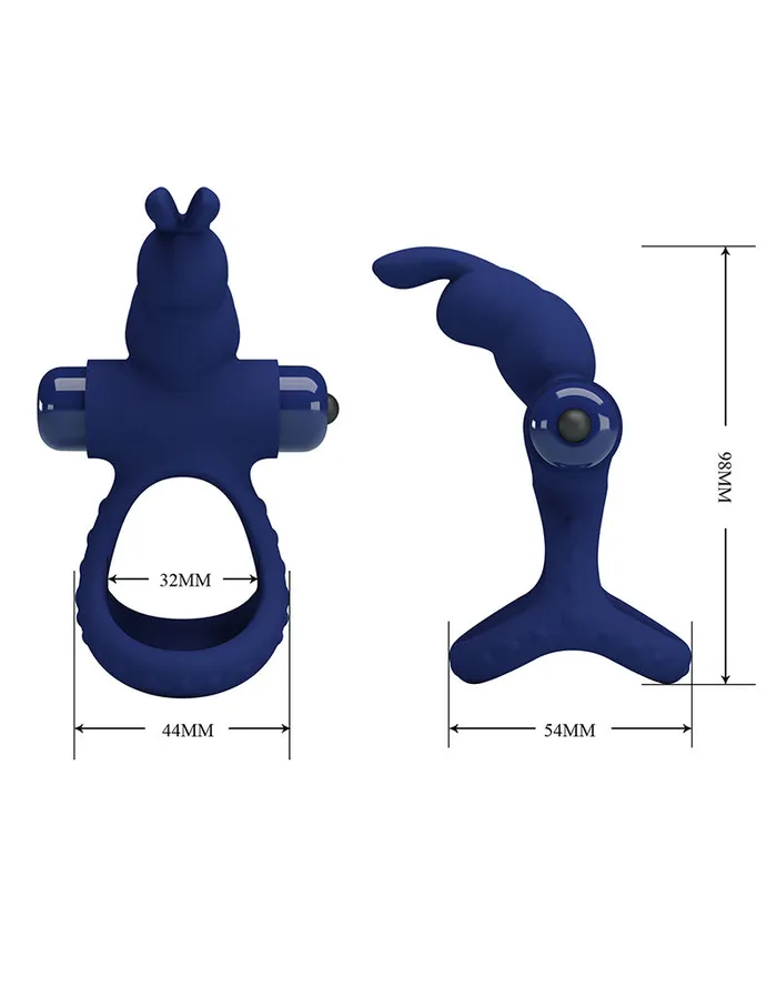 Vibrators | Pretty Love Pretty Love - Luchito - Rabbit Cockring - Donkerblauw