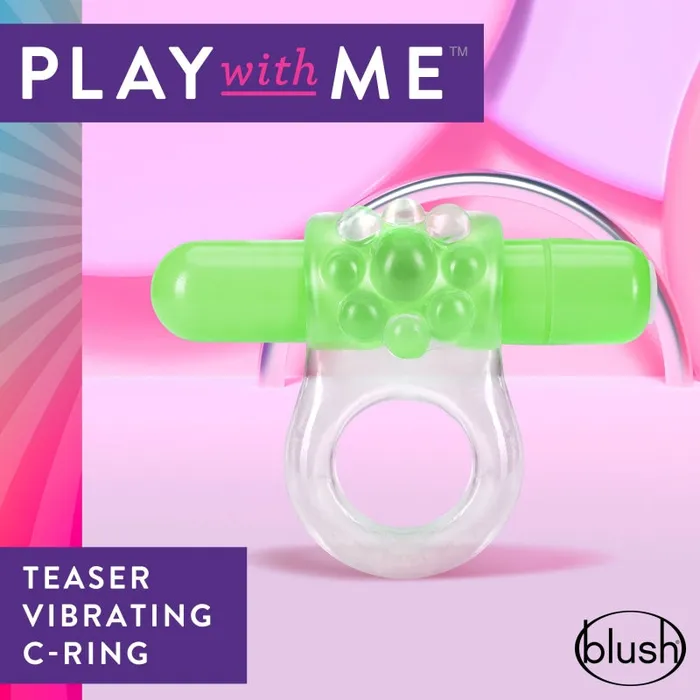 Blush Novelties Couples | Play With Me Teaser Vibrating C-Ring Green Blush Novelties Couples | Play With Me Teaser Vibrating C-Ring Green