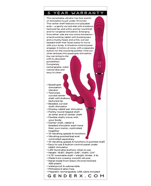 Evolved Novelties Gender X Four By Four Vibrator - Burgundy | Vibrators