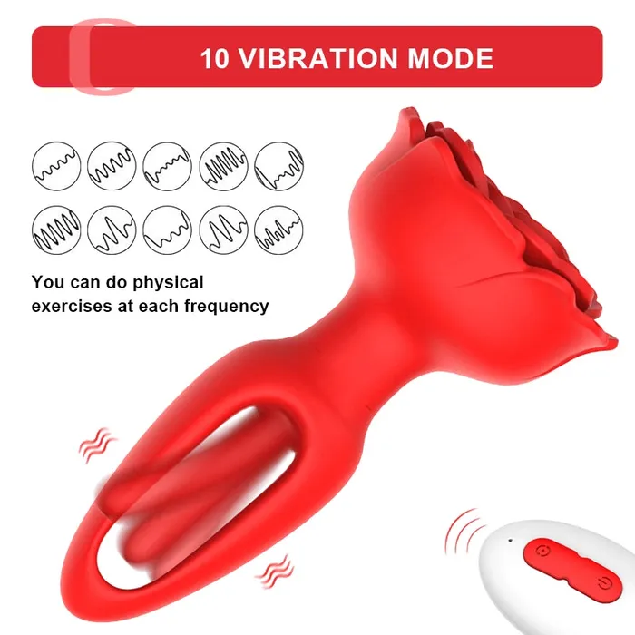 Lovetoyshub Anal | 9 Vibration & Flapping Modes Remote Control Rose Butt Plug