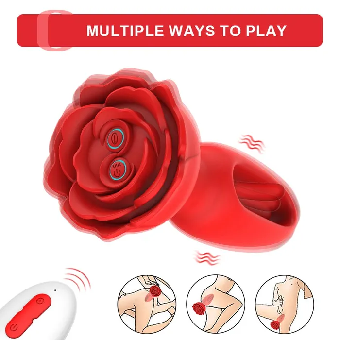 Lovetoyshub Anal | 9 Vibration & Flapping Modes Remote Control Rose Butt Plug