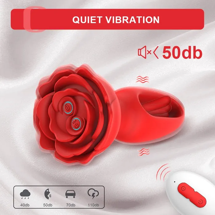 Lovetoyshub Anal | 9 Vibration & Flapping Modes Remote Control Rose Butt Plug