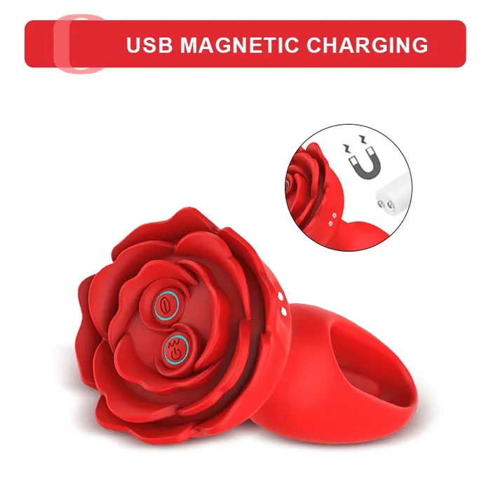 Lovetoyshub Anal | 9 Vibration & Flapping Modes Remote Control Rose Butt Plug