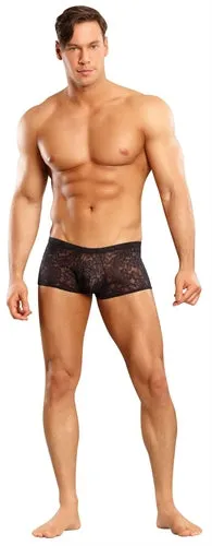 Male Power Anal Stretch Lace Mini Short Medium Black