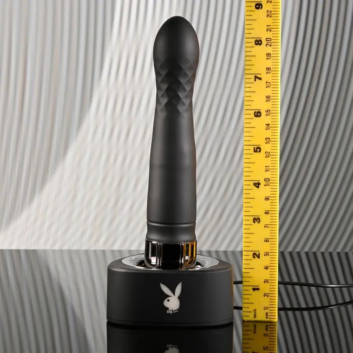Playboy Pleasure Female Sex Toys | Playboy Pleasure PLEASURE ZONE - Black 21.4 cm Rechargeable Vibrator with USB Charging Dock Playboy Pleasure Female Sex Toys | Playboy Pleasure PLEASURE ZONE - Black 21.4 cm Rechargeable Vibrator with USB Charging Dock