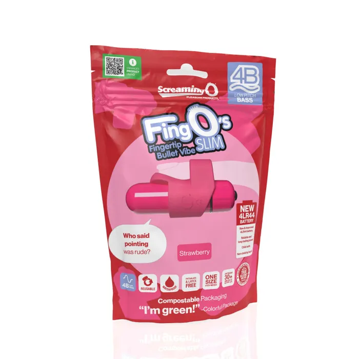 Screaming O 4b Fingo Slim - Strawberry | Female Sex Toys Screaming O 4b Fingo Slim - Strawberry | Female Sex Toys