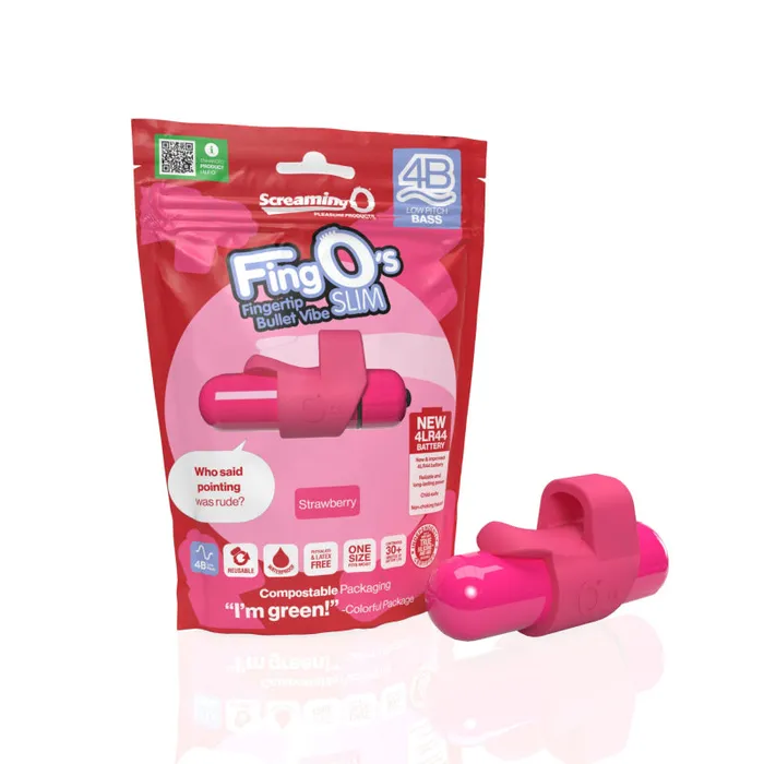 Screaming O 4b Fingo Slim - Strawberry | Female Sex Toys Screaming O 4b Fingo Slim - Strawberry | Female Sex Toys