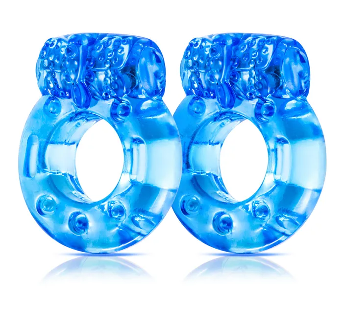 Stay Hard Vibrating Cock Rings 2 Pack Blue Blush Dildos