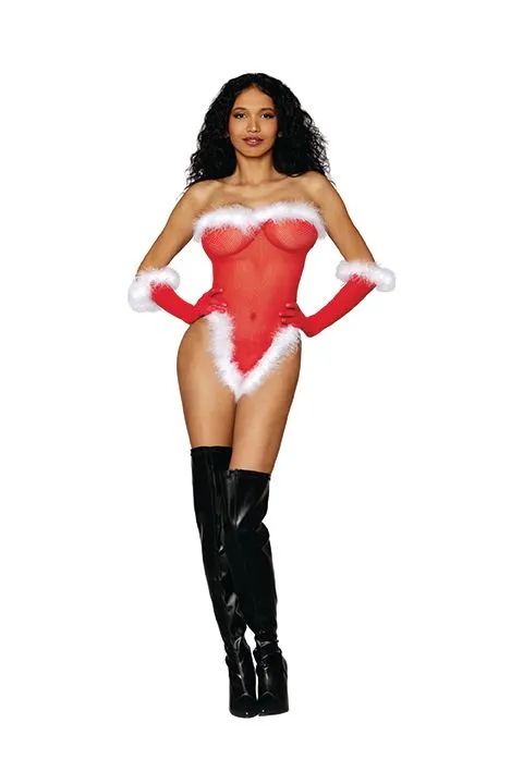 Vibrators | Dream Girl Lingerie Naughty List Seamless Fishnet Santa Teddy Lipstick Red