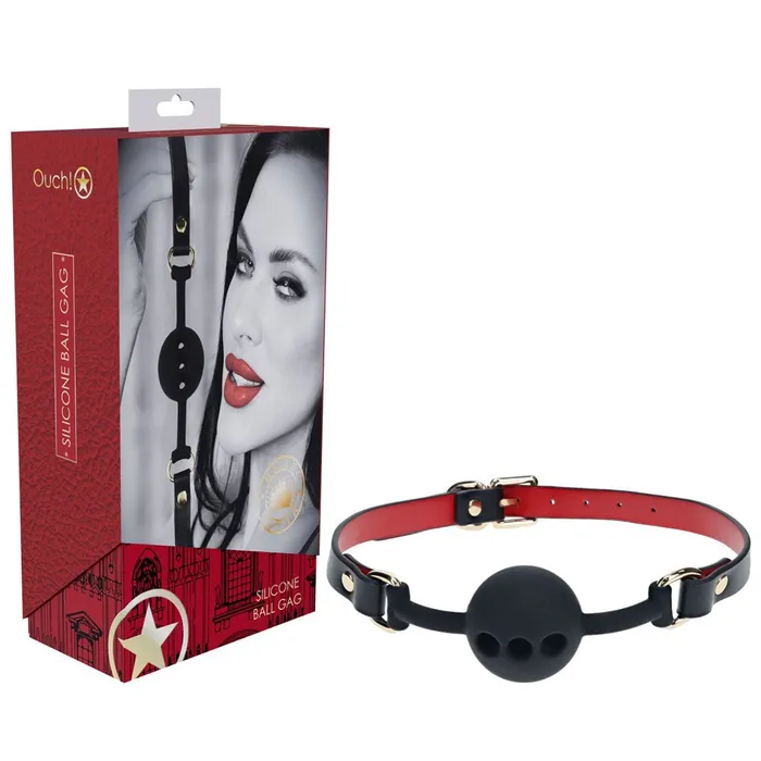 Anal Shots Toys OUCH Milan Collection Silicone Ball Gag BlackRed Breathable Mouth Restraint Anal Shots Toys OUCH Milan Collection Silicone Ball Gag BlackRed Breathable Mouth Restraint