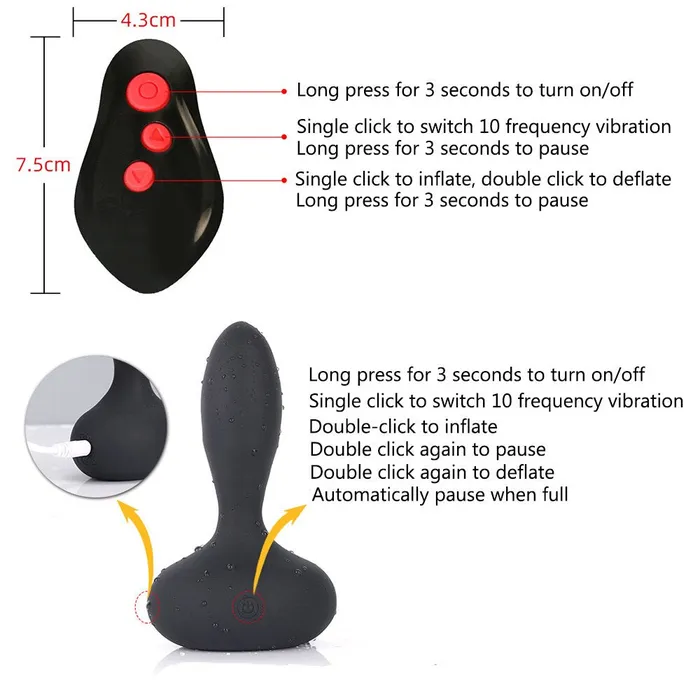 Automatic Inflatable Anal Vibrator Body Safe Silicone sex toys for us Female Sex Toys
