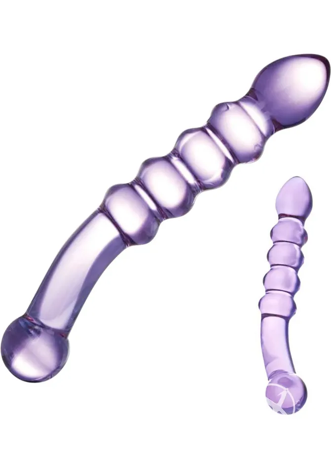 Dildos Glas Purple Rain Ribbed Dildo Glas