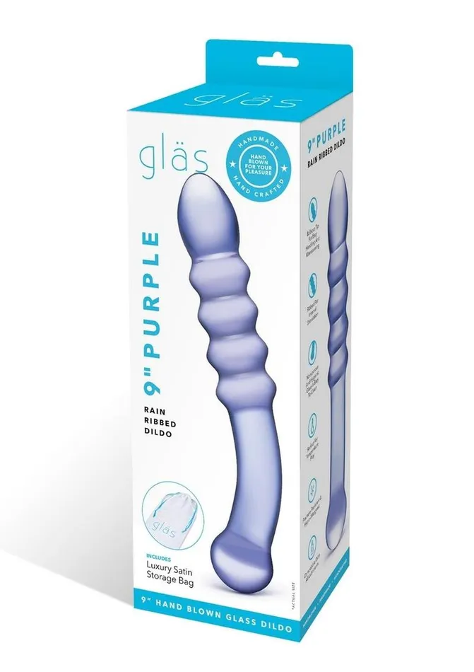 Dildos Glas Purple Rain Ribbed Dildo Glas