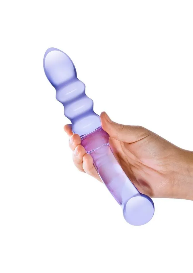 Dildos Glas Purple Rain Ribbed Dildo Glas