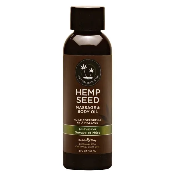 Earthly Body Hemp Seed Massage Body Oil Guavalava Guava Blackberry Scented 59 ml Bottle Couples