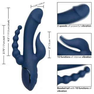 III Triple Orgasm Fluttering Rabbit Vibrator with Anal Beaded Probe CalExotics Female Sex Toys