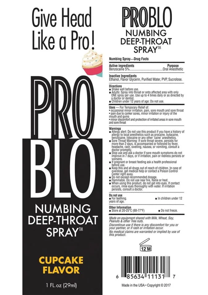 Male Sex Toys Problo Problo Numbing DeepThroat Spray 1oz Cupcake