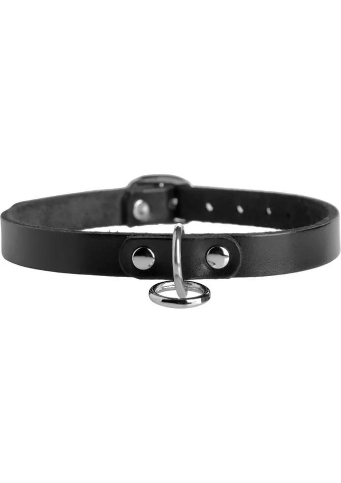 Restraints Strict Leather Unisex Leather Choker with ORing ML Strict Leather
