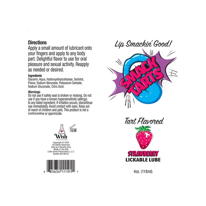 Smack Tarts Sour Strawberry Flavoured Lubricant 120 ml Tube Little Genie Lubricants Smack Tarts Sour Strawberry Flavoured Lubricant 120 ml Tube Little Genie Lubricants