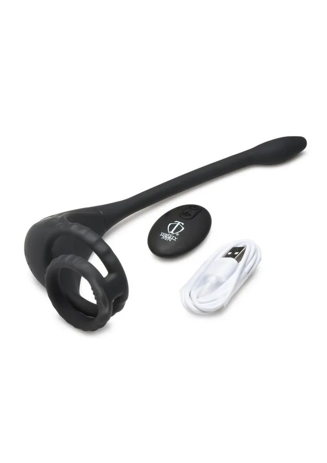 Trinity Men Vibrating Rechargeable Silicone Cock Ring and Anal Stimulator Trinity Men Male Sex Toys
