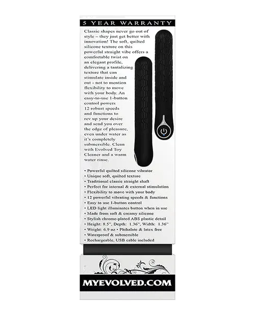 Vibrators Evolved Novelties INC Evolved Quilted Love Rechargeable Vibrator Black