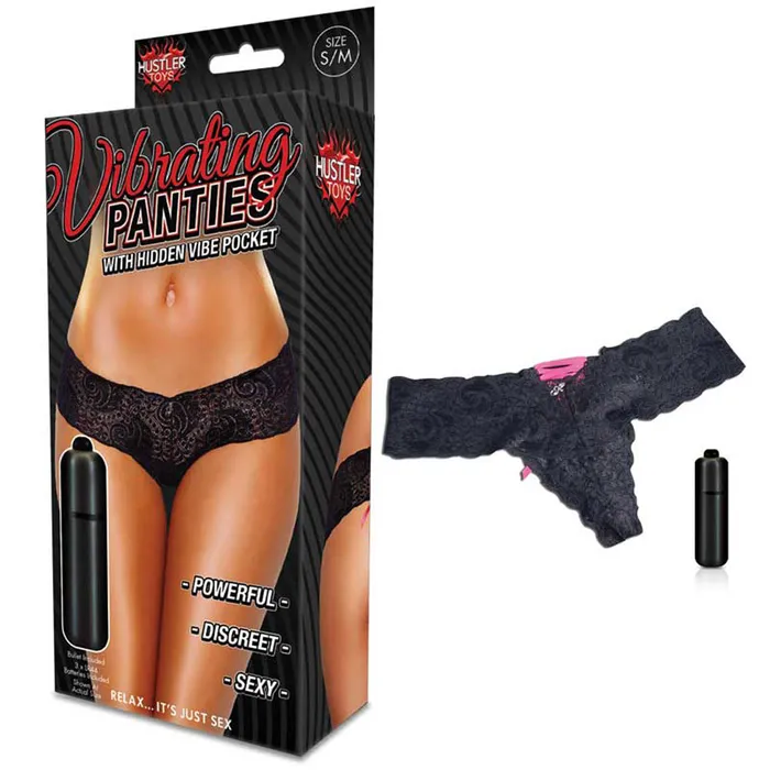 Vibrators Hustler Hustler Vib Panty Black with Pink Lace ML