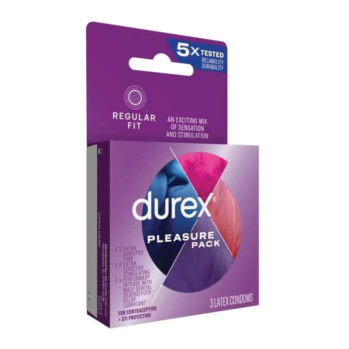 Vibrators Paradise Marketing Durex Condom Pleasure Pack Box of 3