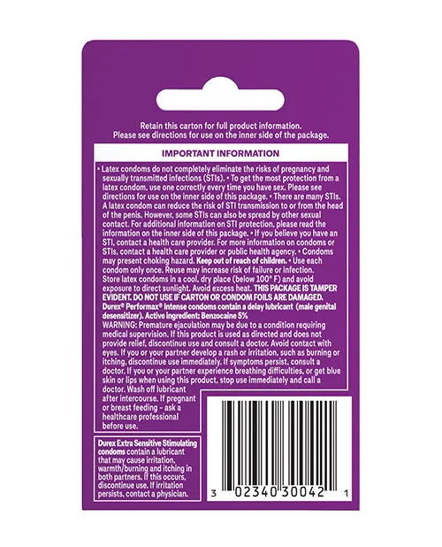 Vibrators Paradise Marketing Durex Condom Pleasure Pack Box of 3