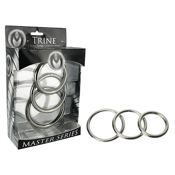 XR Brands Male Sex Toys Master Series Trine Steel Ring Collection Steel Cock Rings Set of 3 Sizes XR Brands Male Sex Toys Master Series Trine Steel Ring Collection Steel Cock Rings Set of 3 Sizes