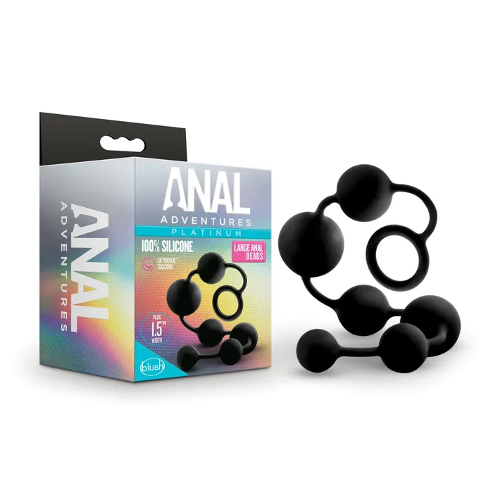 Blush Novelties Anal Anal Adventures Platinum Black Silicone Large Anal Beads