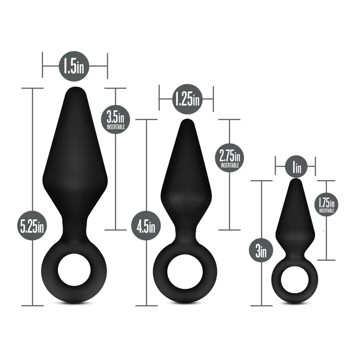 Blush Novelties Anal Anal Adventures Platinum Silicone Loop Plug Kit in Black