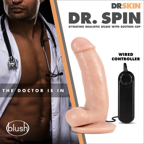 Blush Novelties Dr Skin Dr Spin 7in Gyrating Realistic Dildo Vanilla Female Sex Toys