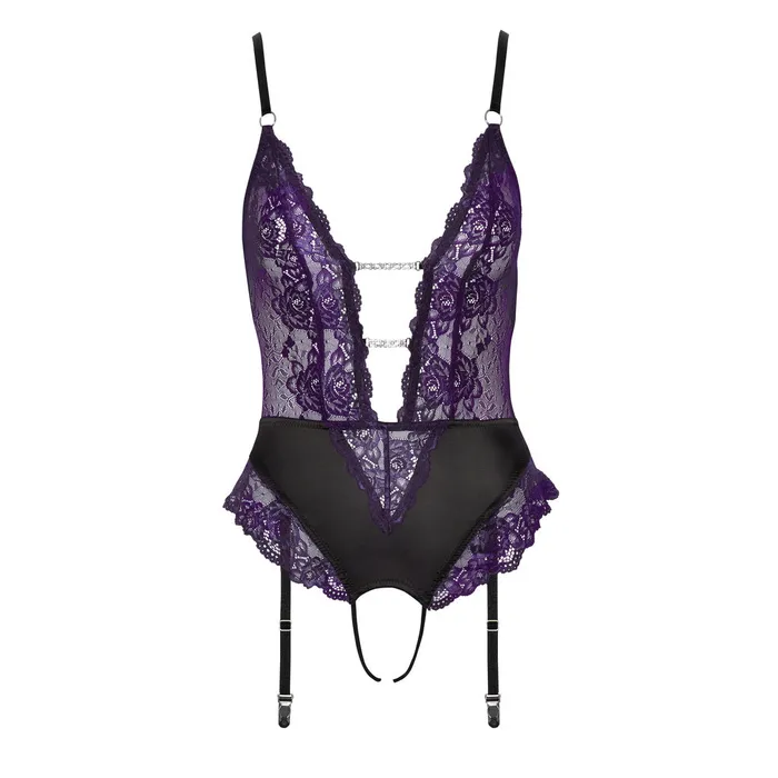 Cottelli Lingerie Vibrators Cottelli Crotchless Lace Body Purple Cottelli Lingerie Vibrators Cottelli Crotchless Lace Body Purple