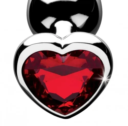 Male Sex Toys XR Brands Booty Sparks Red Heart Gem Anal Plug Large
