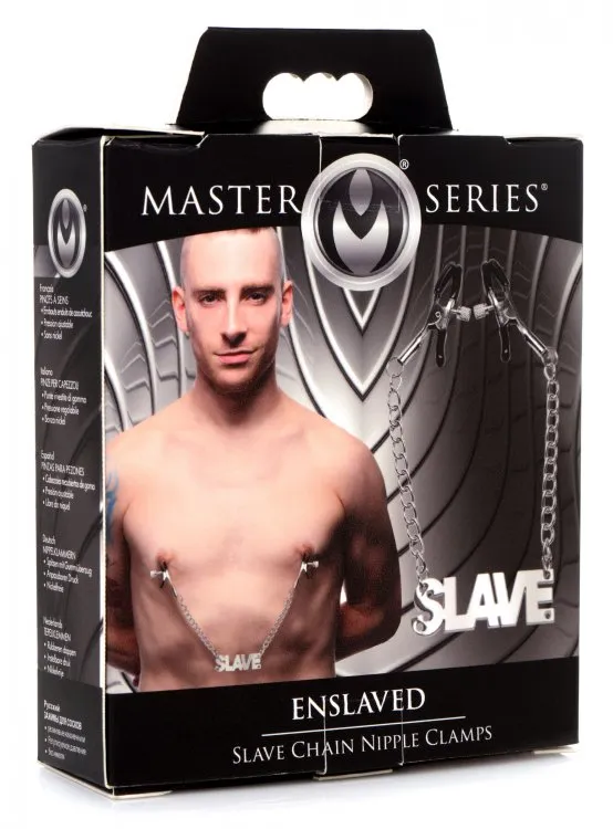Male Sex Toys XR Brands Master Series Enslaved Chain Nipple Clamps