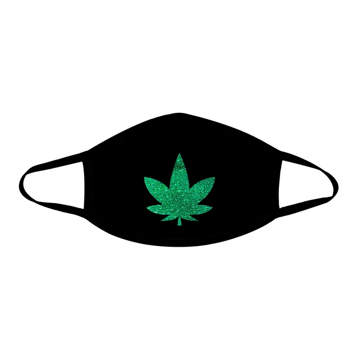 Sale Anal Dope Af Green Glitter Weed Leaf Black Face Mask With Black Trim