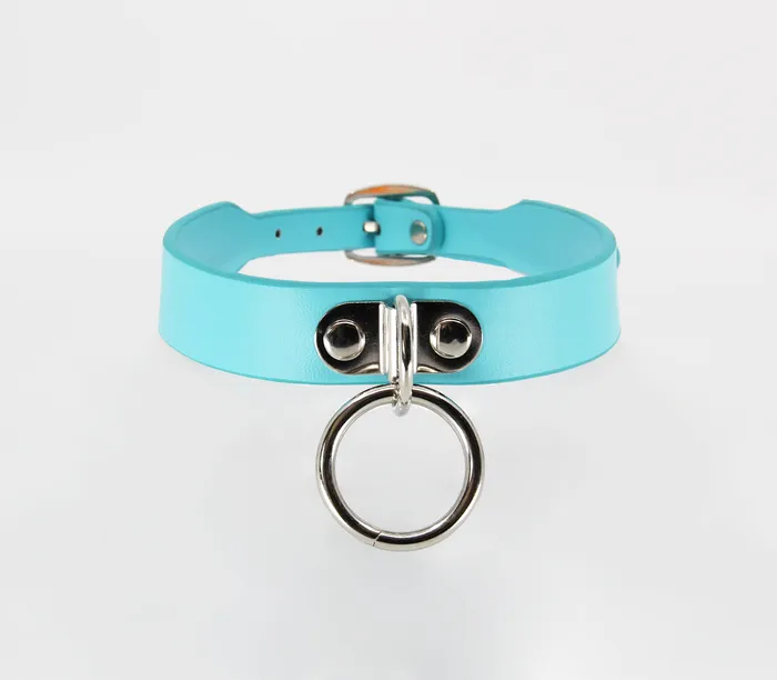 Silver O Ring Turquoise Faux Leather Choker COL22BLU Berlin Baby Male Sex Toys Silver O Ring Turquoise Faux Leather Choker COL22BLU Berlin Baby Male Sex Toys