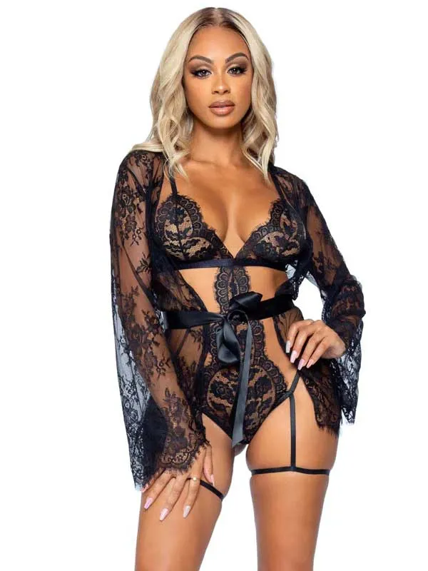 All Romance Lace Teddy and Robe Set Medium Black Leg Avenue Anal All Romance Lace Teddy and Robe Set Medium Black Leg Avenue Anal