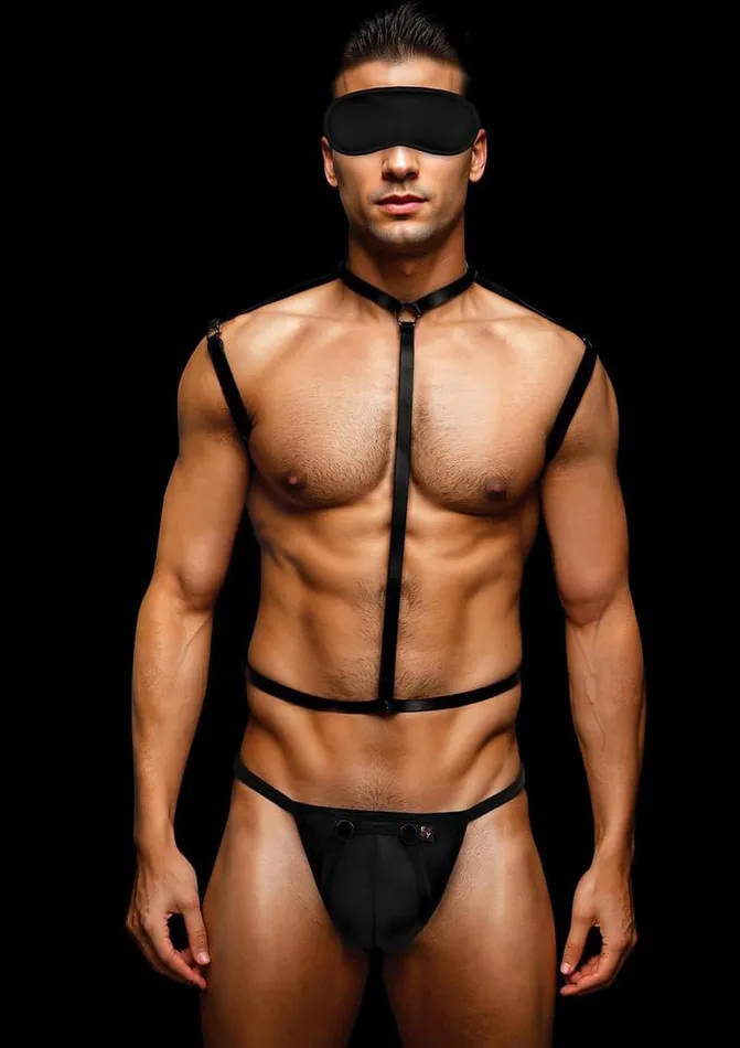 Anal Envy 3 Pc Wet Look Chest Harness Largexlarge Black Envy Menswear