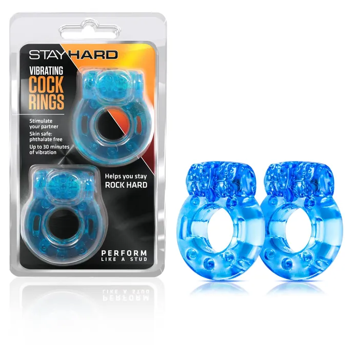 Dildos Blush Novelties Stay Hard Vibrating Cock Rings 2 Pack Blue Dildos Blush Novelties Stay Hard Vibrating Cock Rings 2 Pack Blue