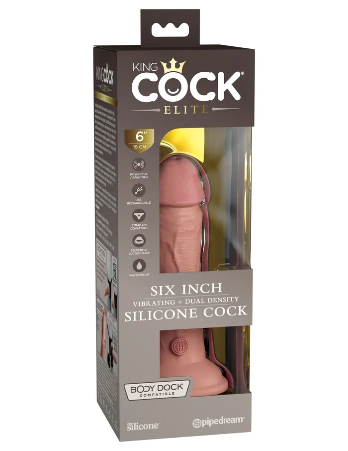 Pipedream Dildos King Cock Elite 6 Inch Vibrating Silicone Dual Silicone Dual Density Cock Light Pipedream Dildos King Cock Elite 6 Inch Vibrating Silicone Dual Silicone Dual Density Cock Light