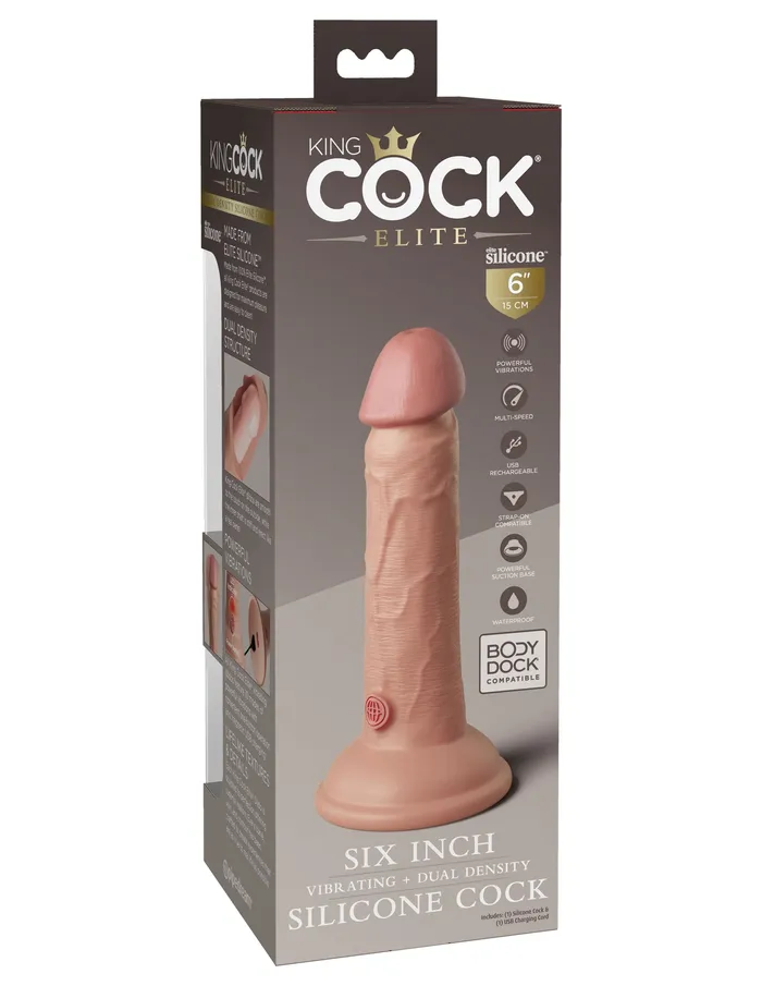 Pipedream Dildos King Cock Elite 6 Inch Vibrating Silicone Dual Silicone Dual Density Cock Light Pipedream Dildos King Cock Elite 6 Inch Vibrating Silicone Dual Silicone Dual Density Cock Light