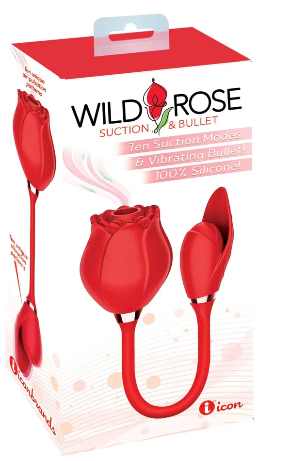 Vibrators Icon Brands Wild Rose Suction and Bullet Red