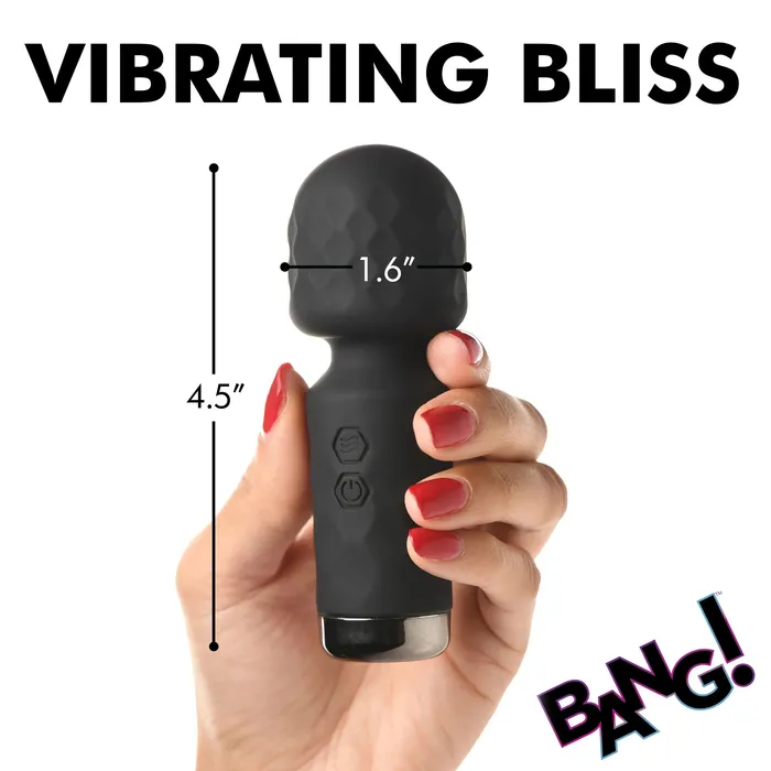Vibrators XR Brands Bang 10x Mini Silicone Wand Black Vibrators XR Brands Bang 10x Mini Silicone Wand Black