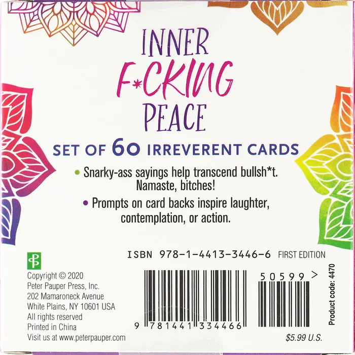 Anal Peter Pauper Press Inner Fcking Peace Cards Set of 60