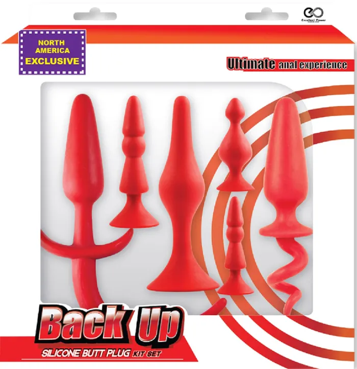 Back Up Silicone Butt Plug Kit Set Red Sex Toy Adult Pleasure Excellent Power Anal Back Up Silicone Butt Plug Kit Set Red Sex Toy Adult Pleasure Excellent Power Anal